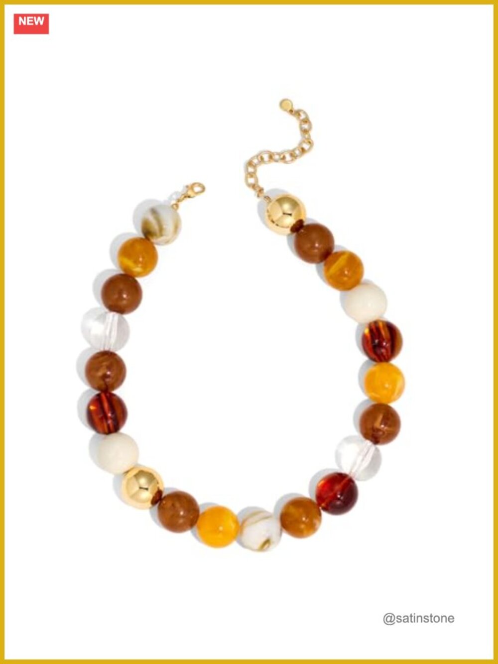 Chunky Beaded Choker Necklace Resin Beads Boho Statement Necklace Summer Beach